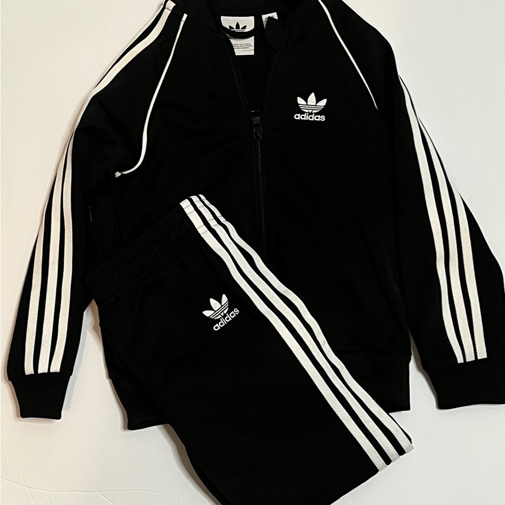 Adidas Black Tracksuit with White Stripes